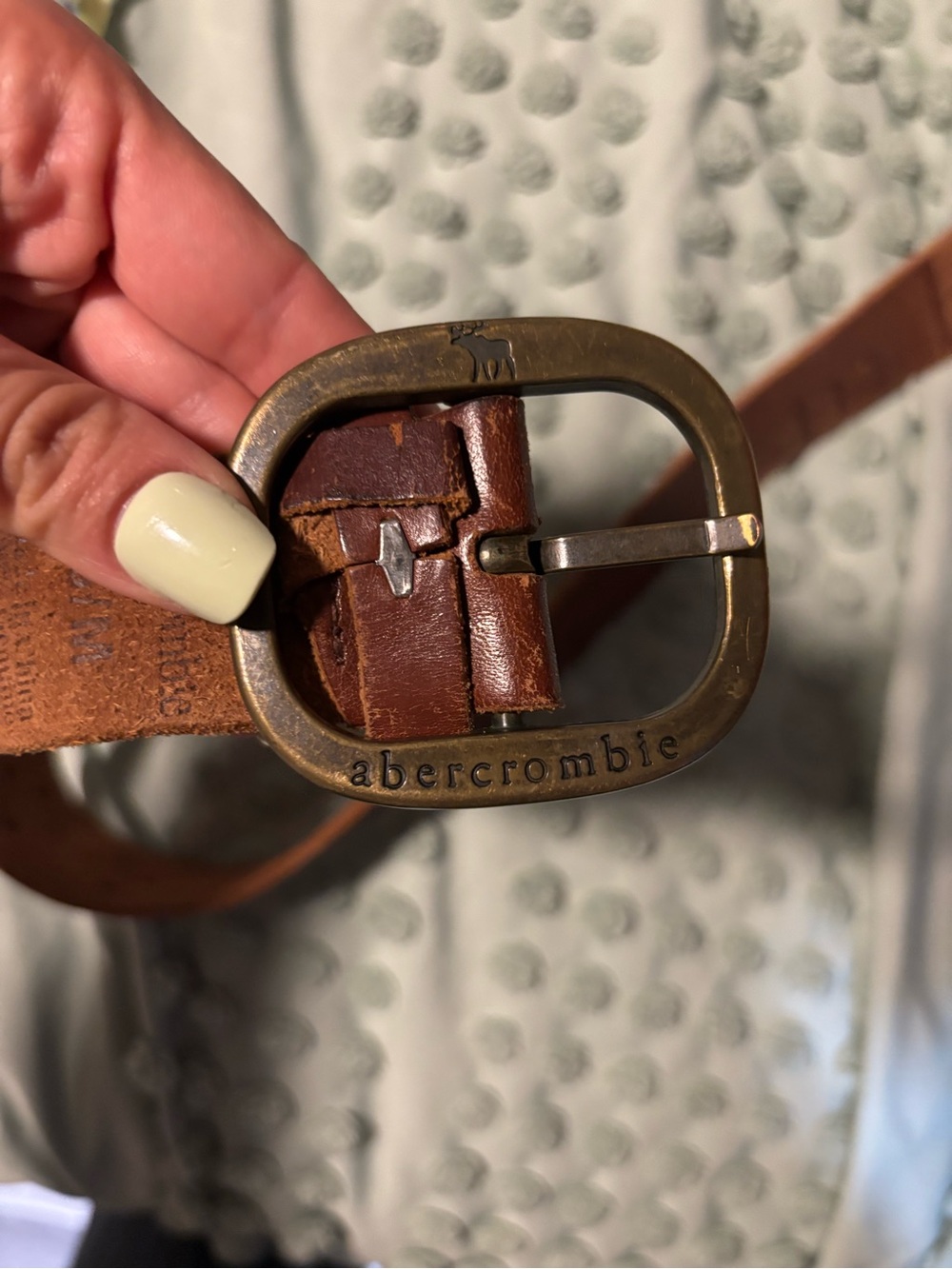 Vintage Abercrombie & Fitch Brown Leather Belt with Brass Buckle
